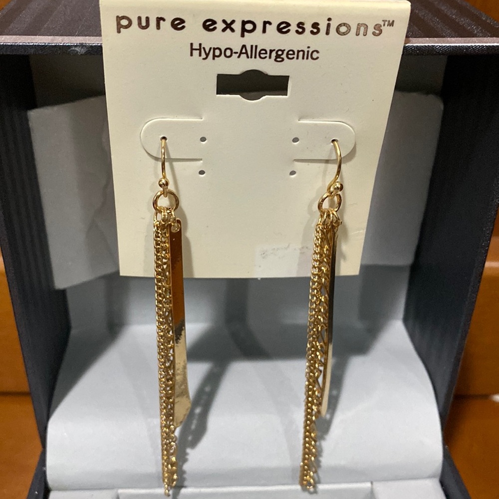 Pure Expressions Cream Beaded Dangle Earrings New!